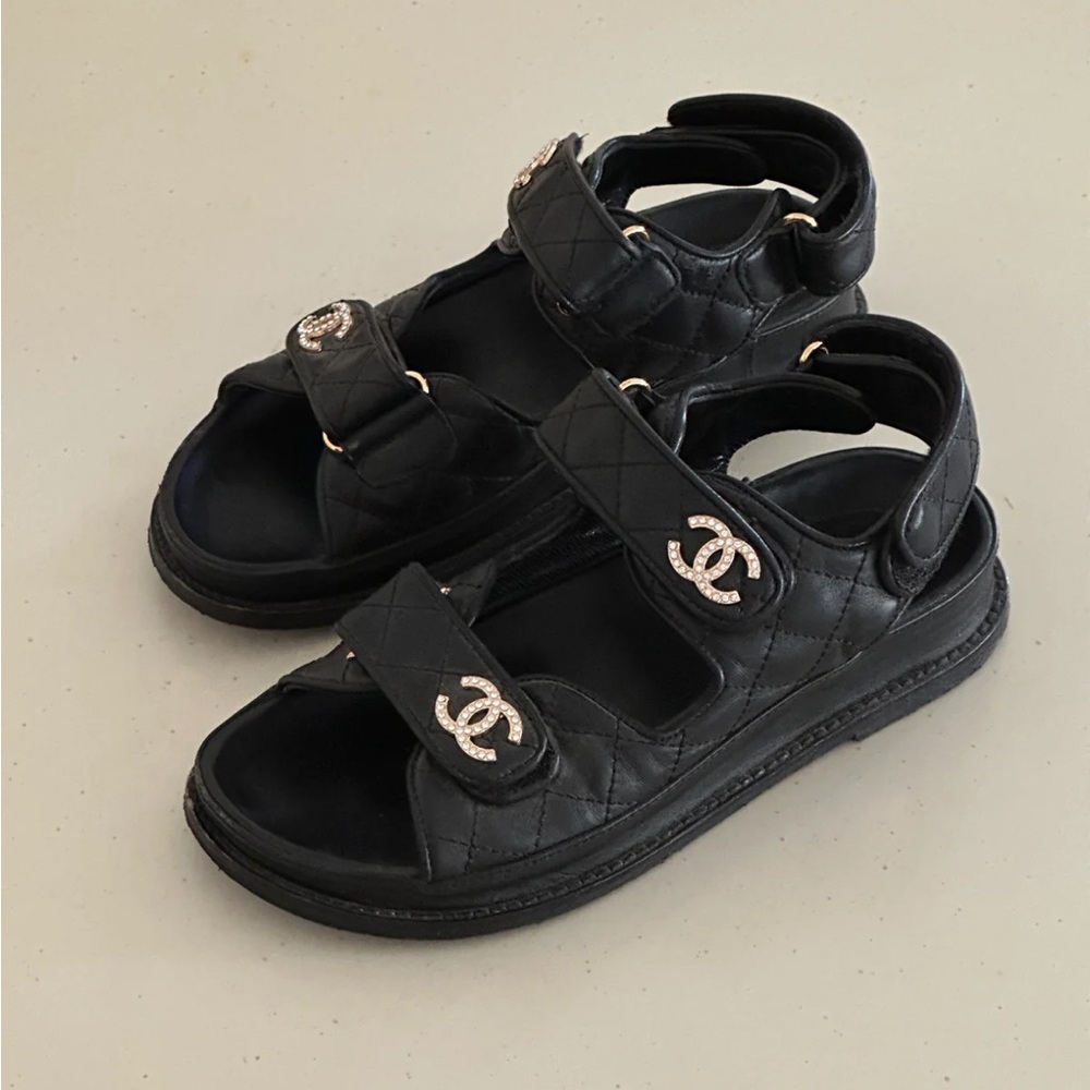 CHANEL Black Leather Sandals - Picture 4 of 6